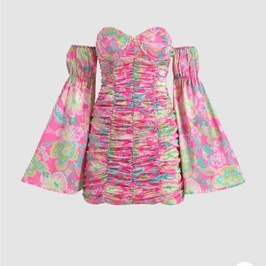 NWT Cider Floral Ruched Off Shoulder Mini Dress. Size S